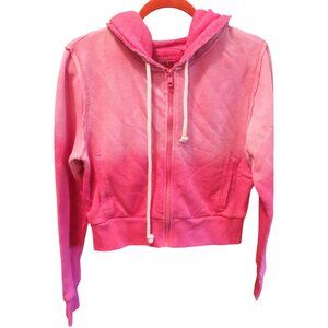 American Eagle Women's Hoodie This Feels Seriously Lived In Zip Up Pink Ombre Lg